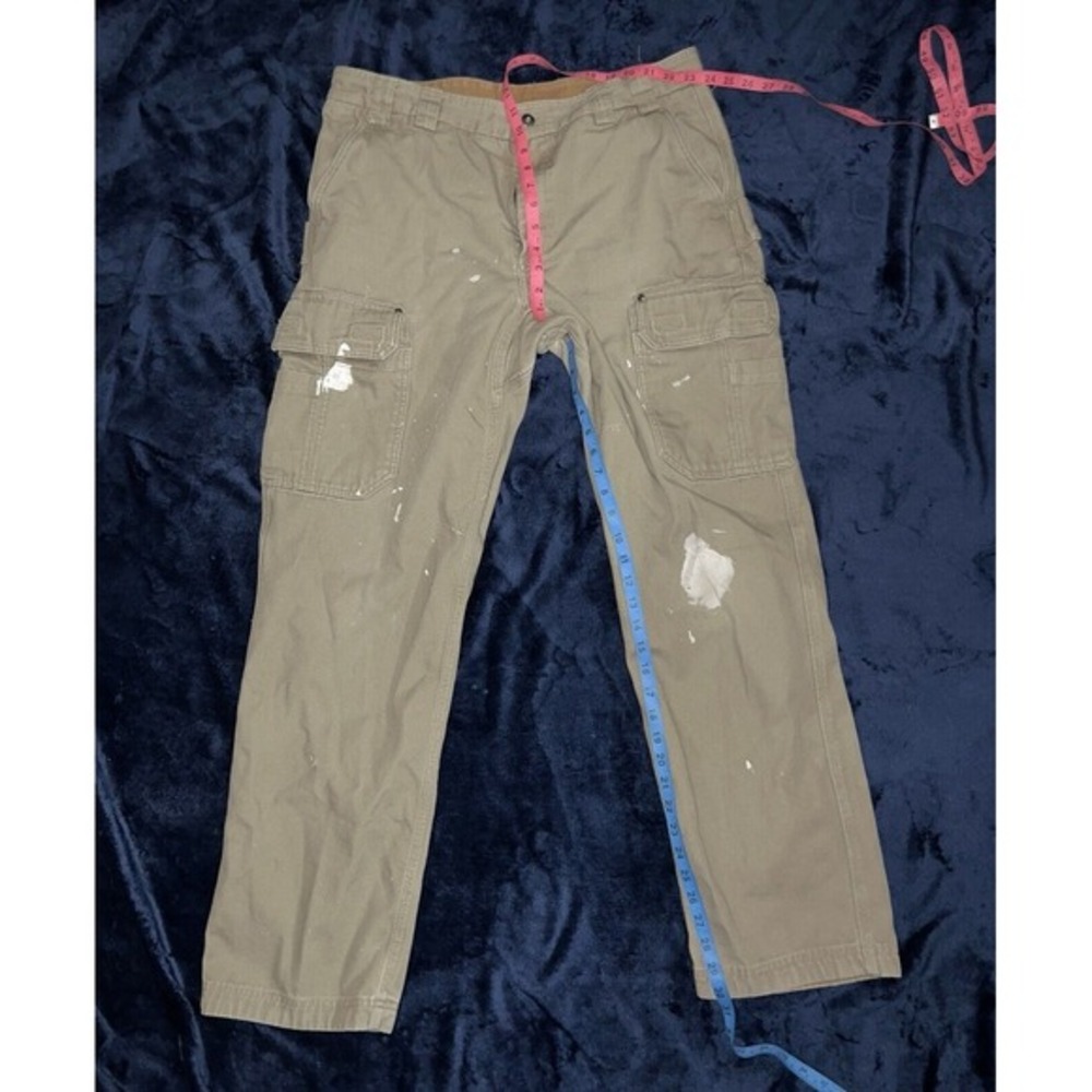 Duluth Trading Pants Mens 37x34 Beige Khaki Cargo Thick Canvas Pockets Workwear - Picture 8 of 10
